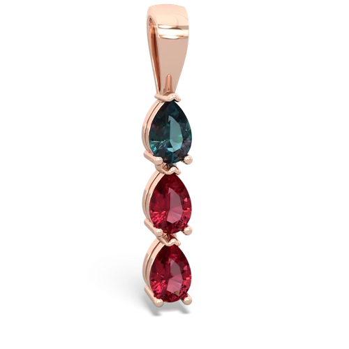 alexandrite-lab ruby three stone pendant