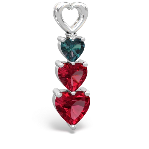 alexandrite-lab ruby three stone pendant
