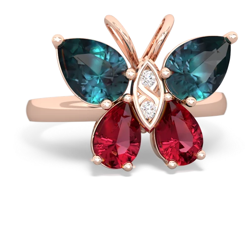 alexandrite-lab ruby butterfly ring