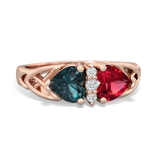 alexandrite-lab ruby celtic ring
