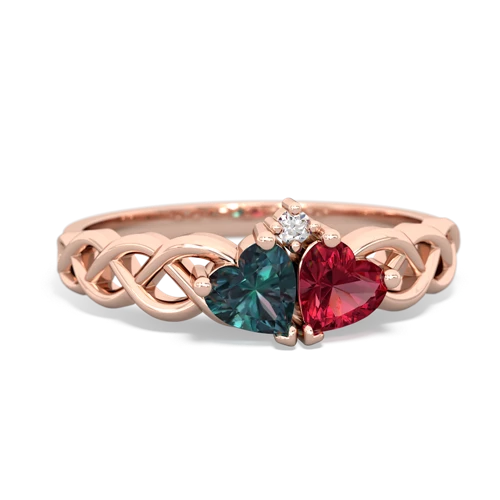 alexandrite-lab ruby celtic braid ring