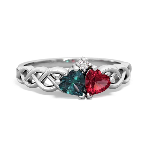 alexandrite-lab ruby celtic braid ring