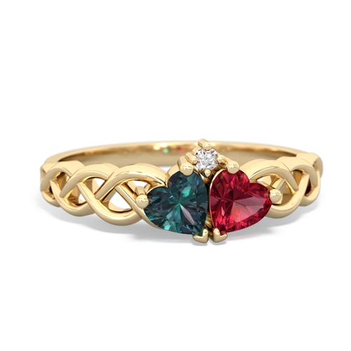 alexandrite-lab ruby celtic braid ring