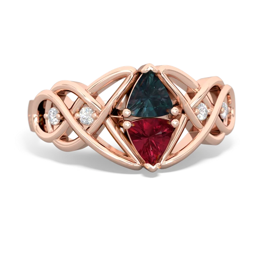 alexandrite-lab ruby celtic knot ring