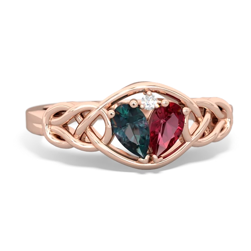 alexandrite-lab ruby celtic knot ring
