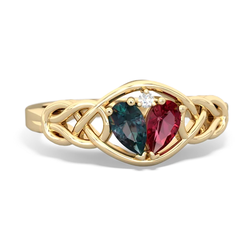 alexandrite-lab ruby celtic knot ring