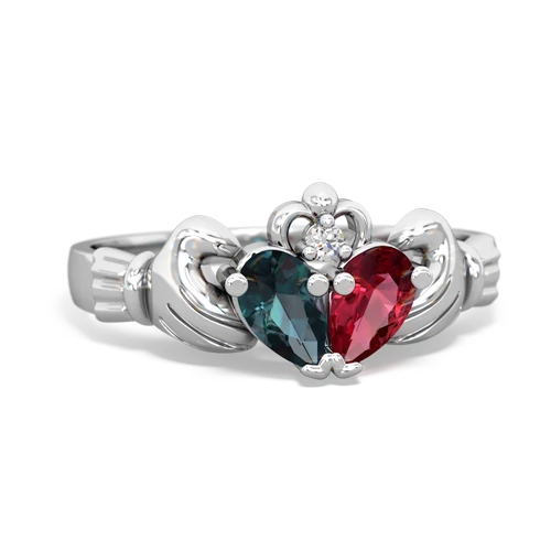 alexandrite-lab ruby claddagh ring