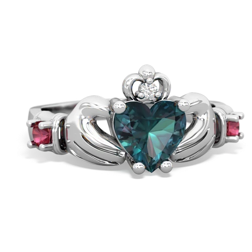 alexandrite-lab ruby claddagh ring