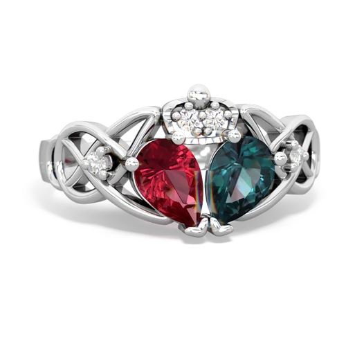 alexandrite-lab ruby claddagh ring