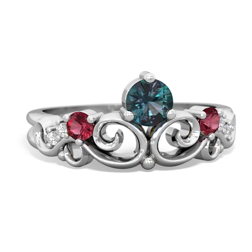 alexandrite-lab ruby crown keepsake ring