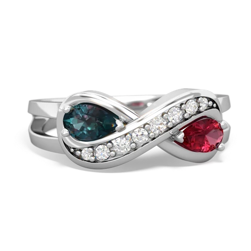alexandrite-lab ruby diamond infinity ring