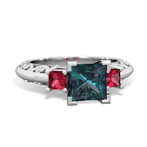 alexandrite-lab ruby engagement ring