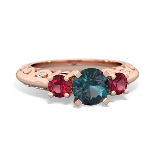 alexandrite-lab ruby engagement ring