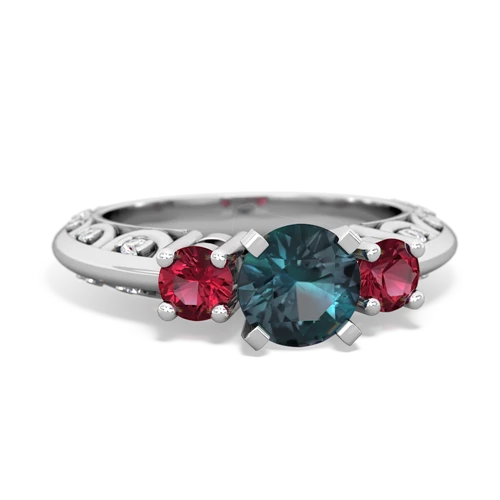 alexandrite-lab ruby engagement ring