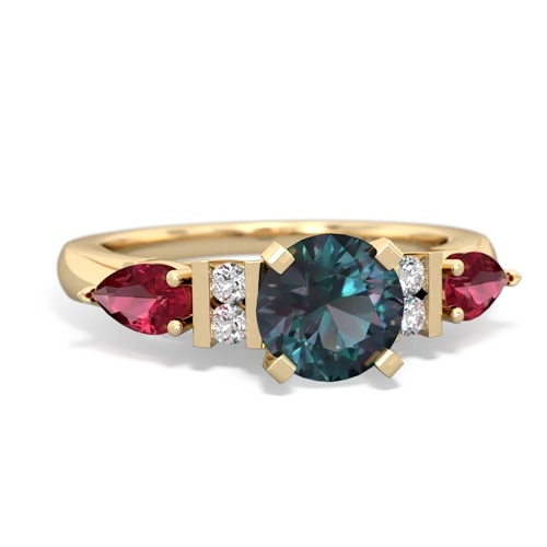 alexandrite-lab ruby engagement ring