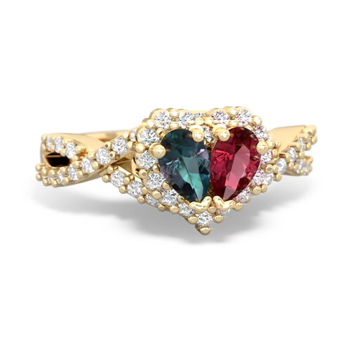 alexandrite-lab ruby engagement ring