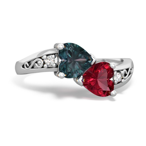 alexandrite-lab ruby filligree ring