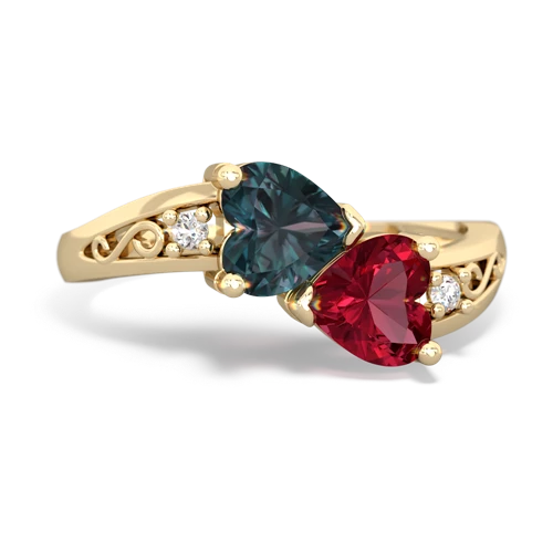 alexandrite-lab ruby filligree ring