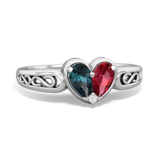 alexandrite-lab ruby filligree ring