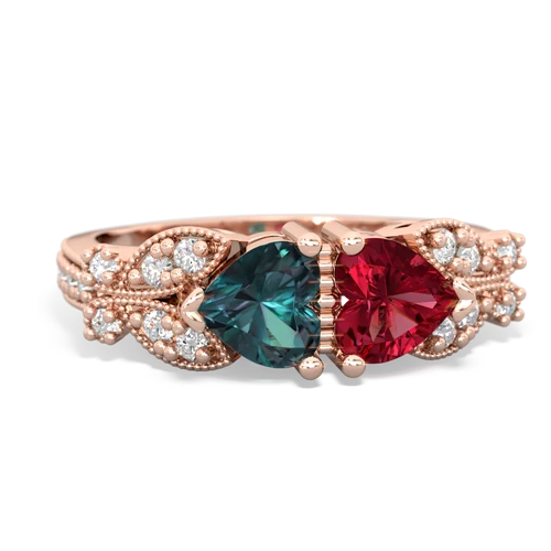 alexandrite-lab ruby keepsake butterfly ring