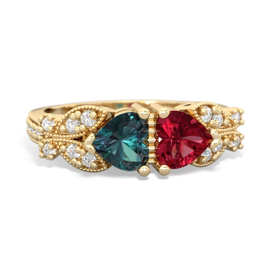 alexandrite-lab ruby keepsake butterfly ring