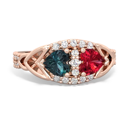 alexandrite-lab ruby keepsake engagement ring