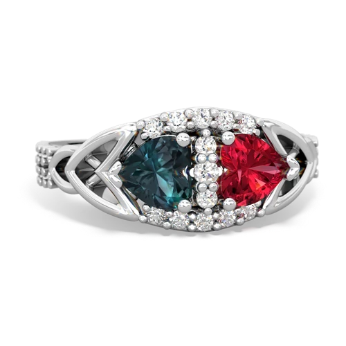 alexandrite-lab ruby keepsake engagement ring