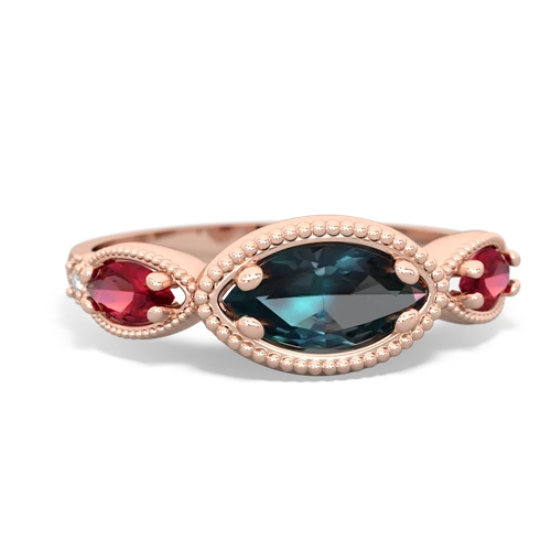 alexandrite-lab ruby milgrain marquise ring