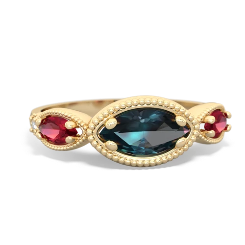 Lab Alexandrite Lab Created Alexandrite with Lab Created Ruby and Genuine Aquamarine Antique Style Keepsake ring Ring
