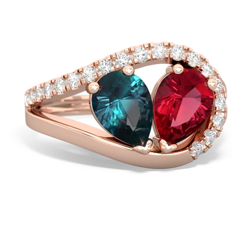 alexandrite-lab ruby pave heart ring