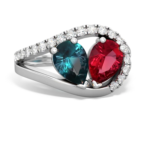 alexandrite-lab ruby pave heart ring