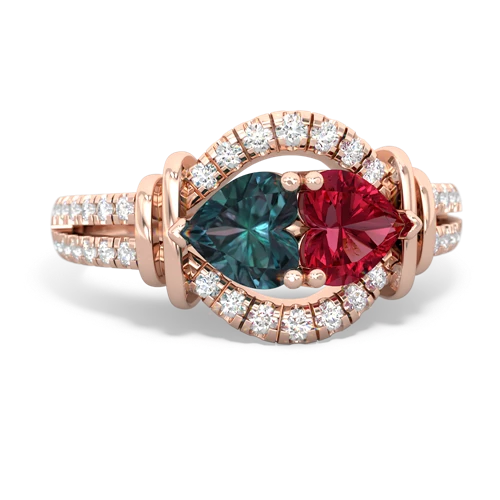 alexandrite-lab ruby pave keepsake ring