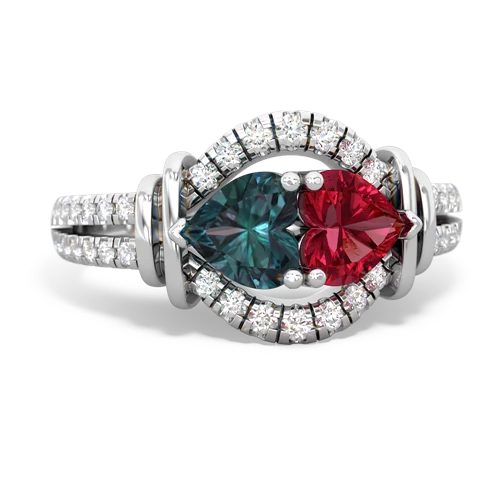 alexandrite-lab ruby pave keepsake ring