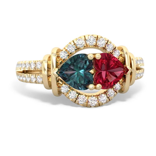 alexandrite-lab ruby pave keepsake ring