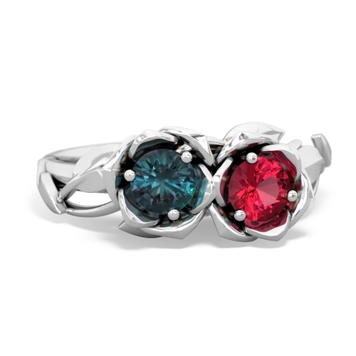 alexandrite-lab ruby roses ring