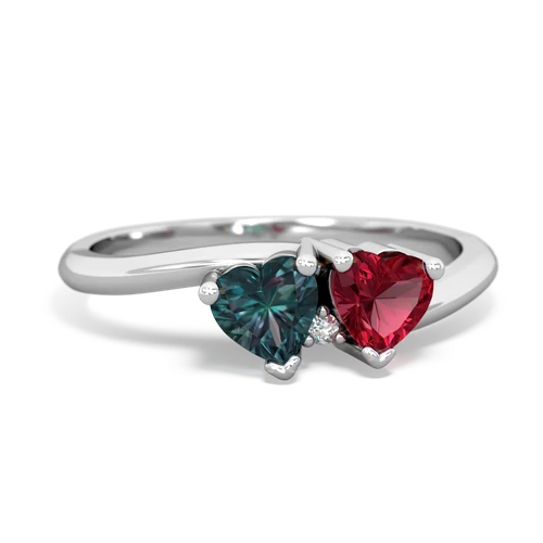 alexandrite-lab ruby sweethearts promise ring