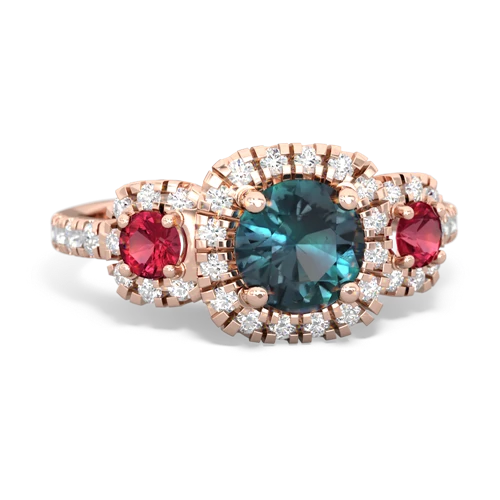 Lab Alexandrite Lab Created Alexandrite with Lab Created Ruby and Genuine Aquamarine Regal Halo ring Ring
