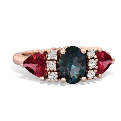 Lab Alexandrite Lab Created Alexandrite with Lab Created Ruby and Lab Created Alexandrite Antique Style Three Stone ring Ring