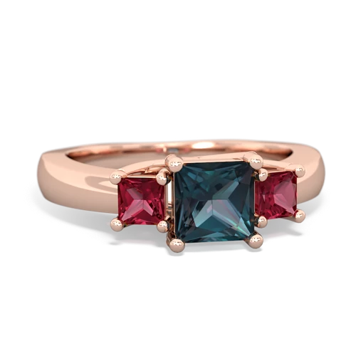 Lab Alexandrite Lab Created Alexandrite with Lab Created Ruby and Lab Created Alexandrite Three Stone Trellis ring Ring