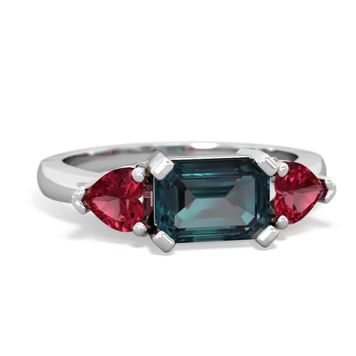 Lab Alexandrite Lab Created Alexandrite with Lab Created Ruby and Genuine Aquamarine Three Stone ring Ring