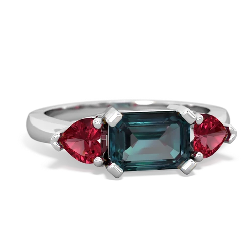 Lab Alexandrite Lab Created Alexandrite with Lab Created Ruby and Lab Created Alexandrite Three Stone ring Ring