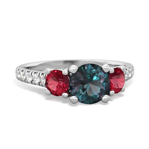 alexandrite-lab ruby trellis pave ring