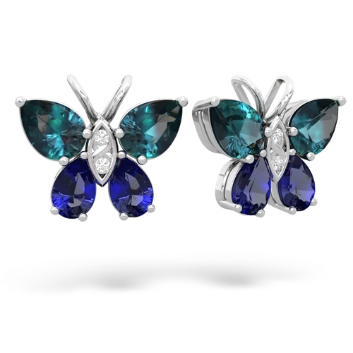 alexandrite-lab sapphire butterfly earrings