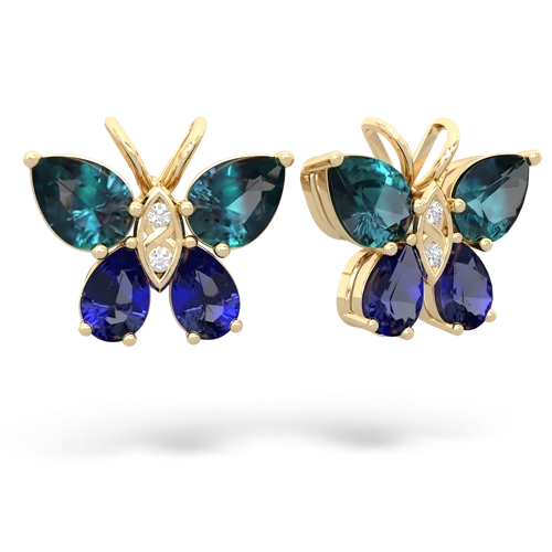 alexandrite-lab sapphire butterfly earrings