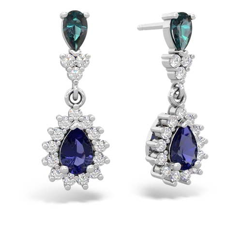 alexandrite-lab sapphire dangle earrings