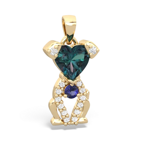 alexandrite-lab sapphire birthstone puppy pendant