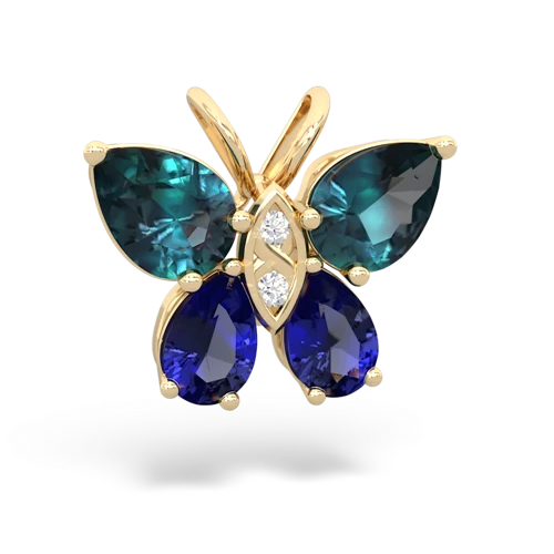 alexandrite-lab sapphire butterfly pendant