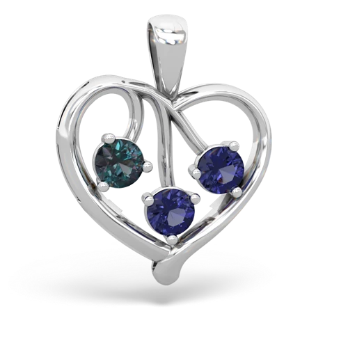 Lab Alexandrite Lab Created Alexandrite with Lab Created Sapphire and Genuine White Topaz Glowing Heart pendant Pendant