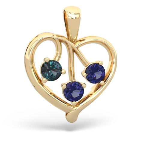 alexandrite-lab sapphire love heart pendant