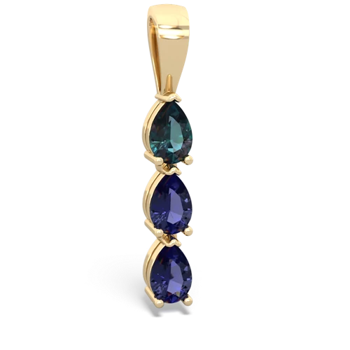 Lab Alexandrite Lab Created Alexandrite with Lab Created Sapphire and Genuine Fire Opal Three Stone pendant Pendant